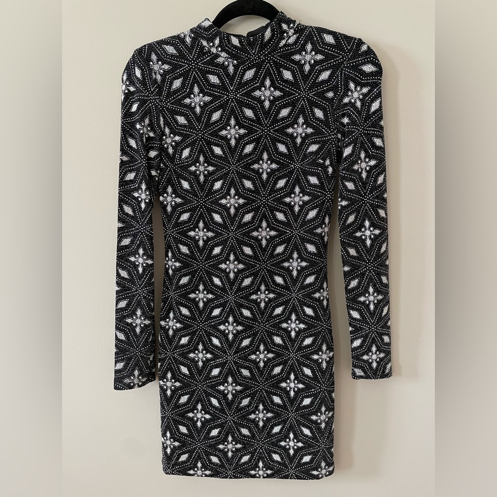 Size 2 TOPSHOP Black & Silver Mini dress